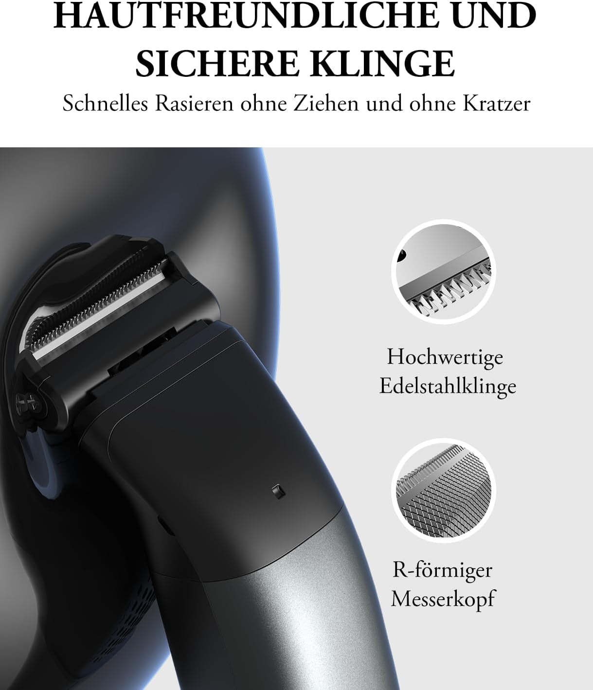 Intimrasierer Mann, Kensen 2 in 1 Rasierer Herren Intimbereich Wasserdicht Körperrasierer Herren Typ-C Bodygroom Herren Nass Trocken Intim Rasierer Männer Beine Brust Achselhöhle Leiste Aufsteckkämme