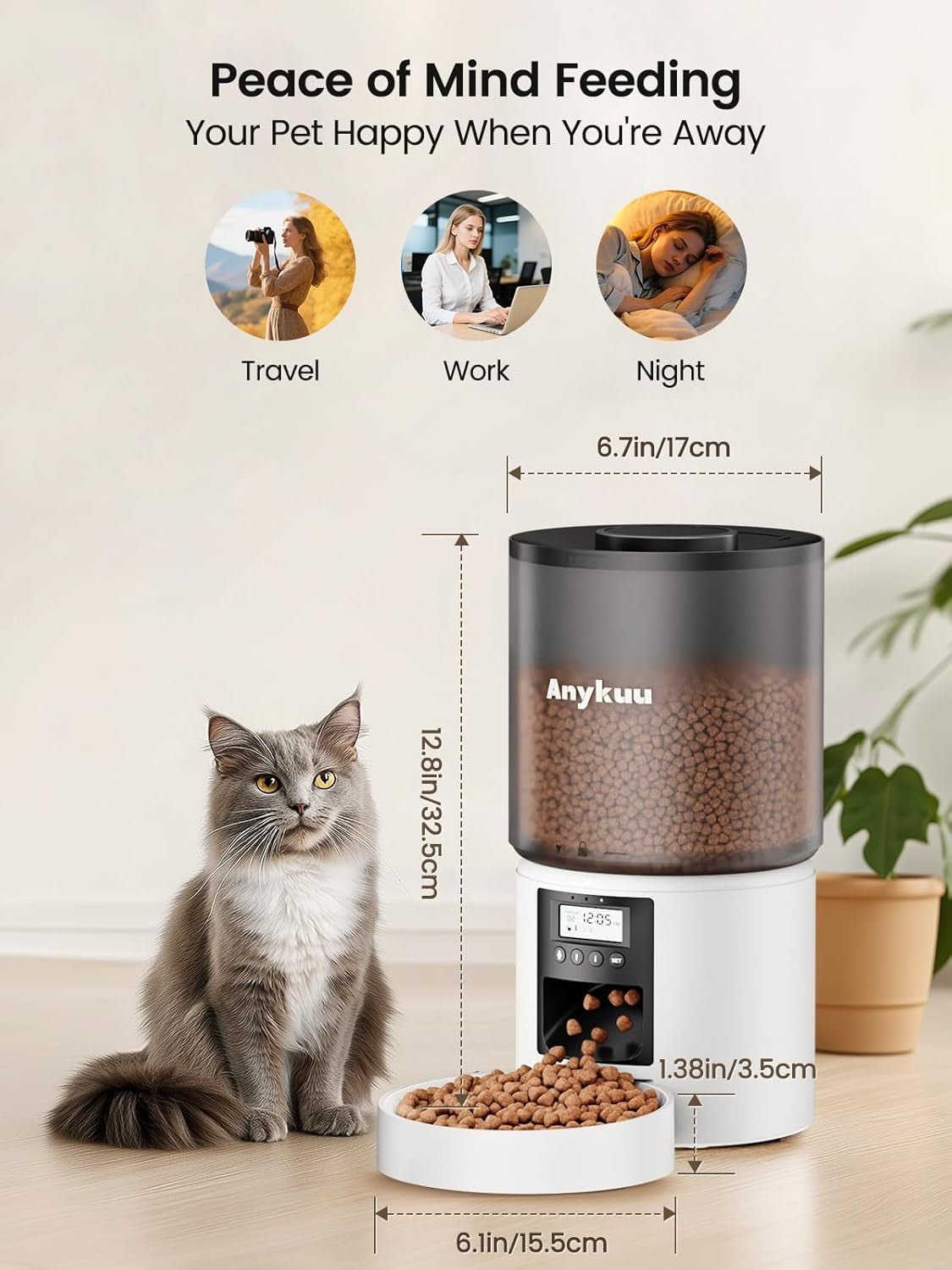 Futterautomat Katze & Hund 4L Pet Feeder Cat Mit Timer & Portionskontrolle 1-6 Mahlzeiten Pro Tag Trockenfutterspender Hunde Mit 10S Aufnahmefunktion Für Kleine/Mittlere Haustiere