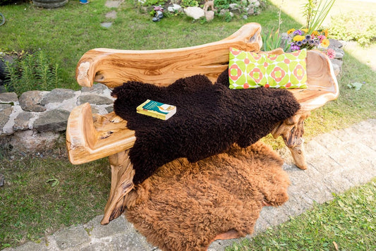 Windalf Große Sitzbank ANNEDORE 175 Cm Rustikale Holz-Bank Handarbeit Wurzelholz