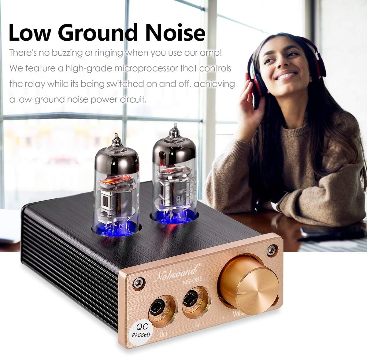 Nobsound NS-08E Kopfhörerverstärker Mit Röhren, Hifi Mini Valve Tube Headphone Amplifier Stereo Amp Audio