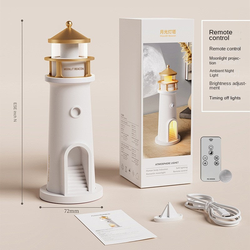 Moonlight Lighthouse Projector Lamp, Bedside Ambient Creative Projection Lamp, Sleep Companion Light, Decorative Gift Item