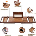 Bamboo bathtub rack, retractable and non-slip bamboo bath reading shelf, support, bathroom cabinet tray