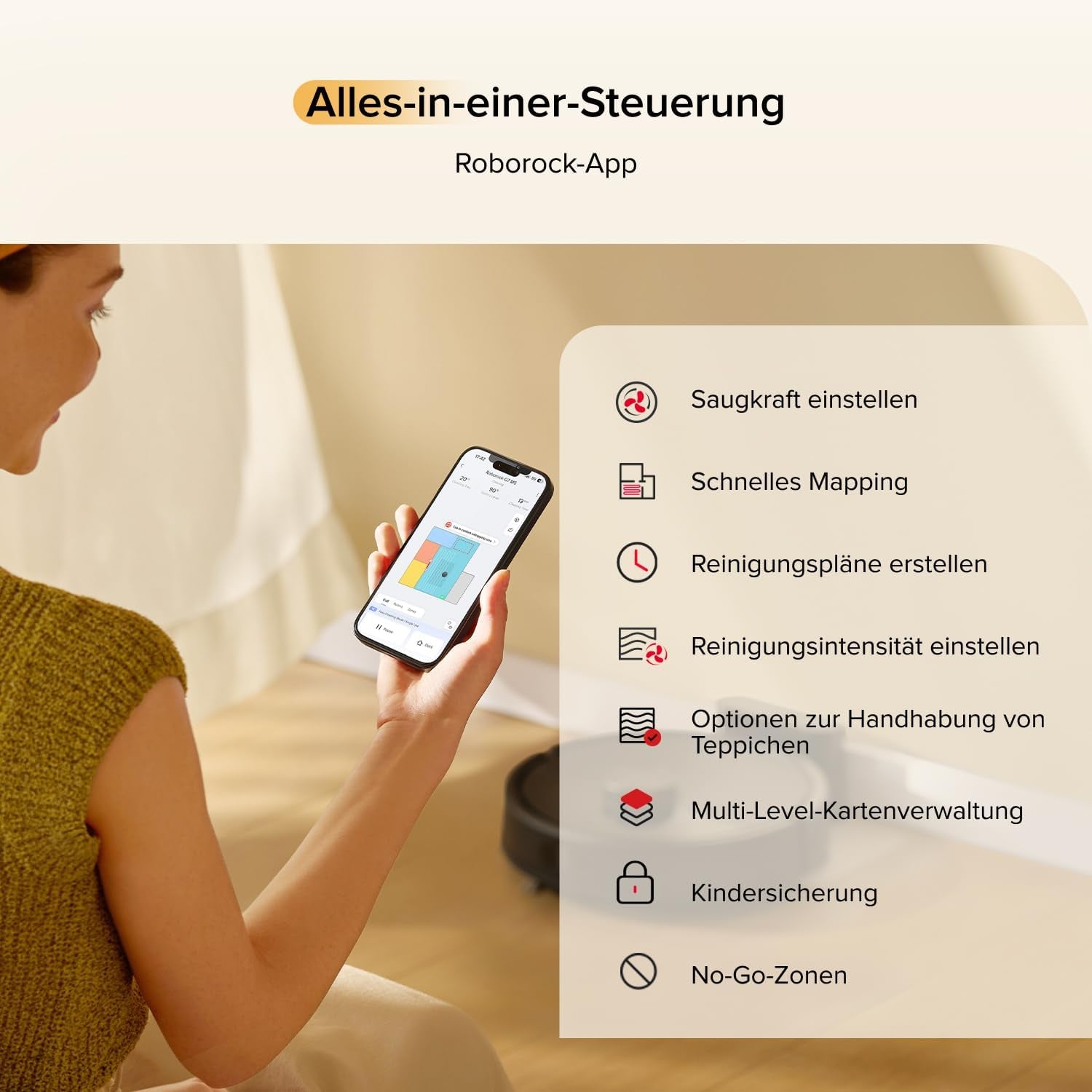 Roborock Q7 M5-Set Saugroboter Mit Wischfunktion, 10.000Pa Saugkraft, Dual Anti-Tangle-System, 150Min Laufzeit, Lidar Navigation, Staubsauger Roboter Für Teppich, Tierhaare, APP Steuerung (Schwarz)