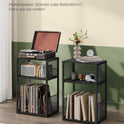 VASAGLE Plattenspieler-Ständer, 3 Etagen, Beistelltisch, Aufbewahrung Von Schallplatten, Bis Zu 100 Alben, Tisch Für Wohnzimmer, Schlafzimmer, Ebenholzschwarz LET275B01