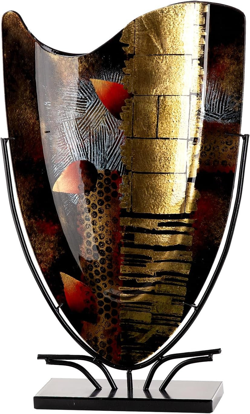 Glas Art Bodenvase Dixion - Glas - Schwarz - Höhe 57Cm X Breite 35Cm - Handbemalt Und Nicht Wasserdicht