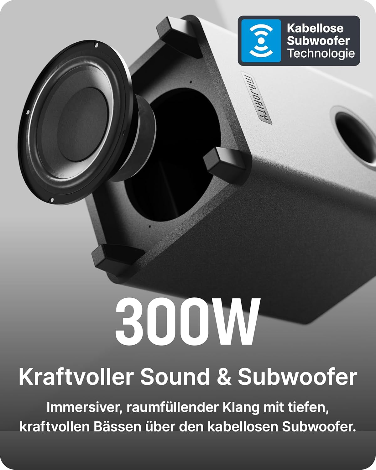 MAJORITY Naga 60 plus Soundbar Für TV Geräte | 300W 2.1 Soundbar Mit Subwoofer | Heimkino Soundsystem HMDI ARC | Sound Bar Bluetooth | Wandmontierbares Sound System | Inklusive Fernbedienung