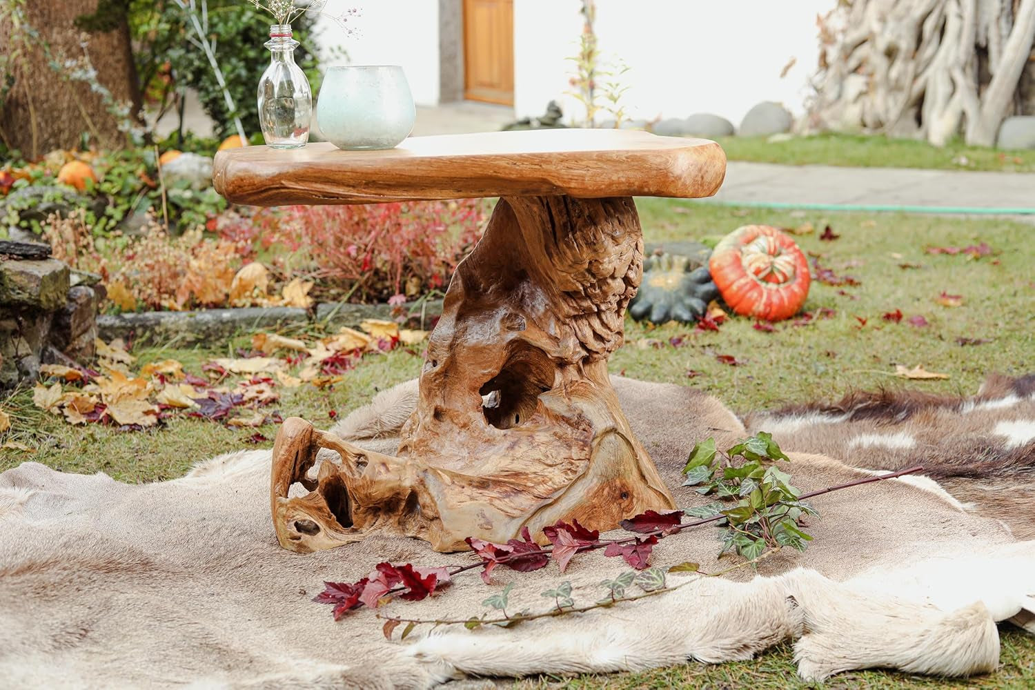 Windalf Rustikaler Couchtisch Juna 61 Cm Garten & Balkon Beistelltisch Handarbeit Wurzelholz