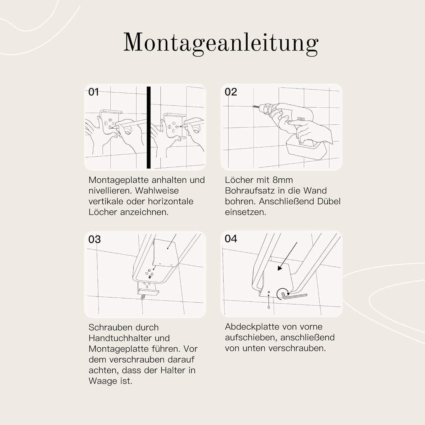 Designfabrik Hamburg Handtuchhalter Zweiarmig 42 Cm | Doppel Handtuchstange Für Bad & Küche | Handtuchhalter Wand | Halterung Für Handtücher | Handtuchhalter Schwarz | Modernes Design