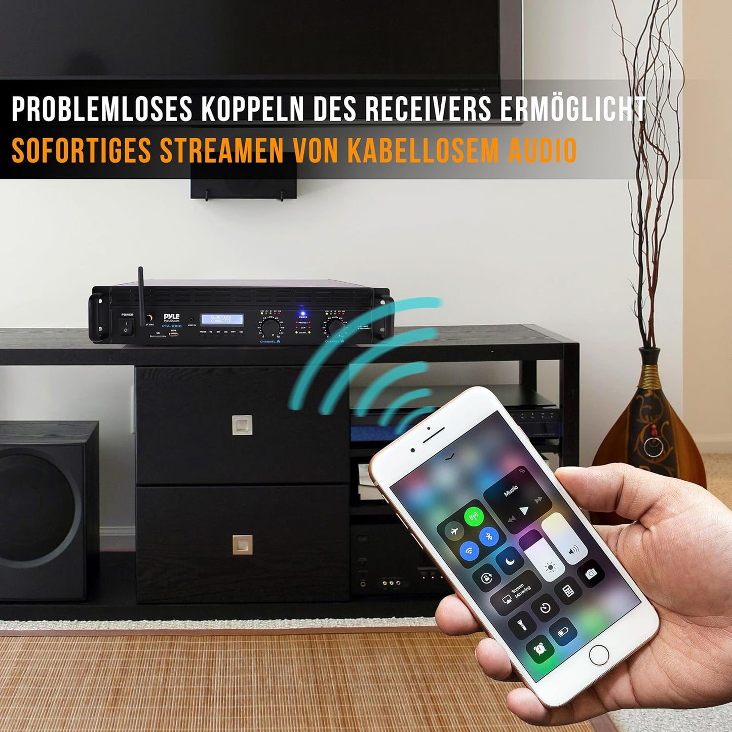 Pyle Verstärker, Mini Verstärker, 2000W- Bluetooth, Amplifier, Stereo, Audio - Rackmount- 2 Kanal Mit TRS XLR- Eingang, LCD, Brückenmodus, Stereo Receiver, Kabellos