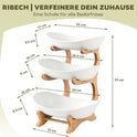 Obstständer 3-Stöckig Aus Bambus, Mehrstöckiger Obstkübel Mit Schalen, Küchenorganizer Für Obst Und Snacks, Deko-Etagere Aus Bambus