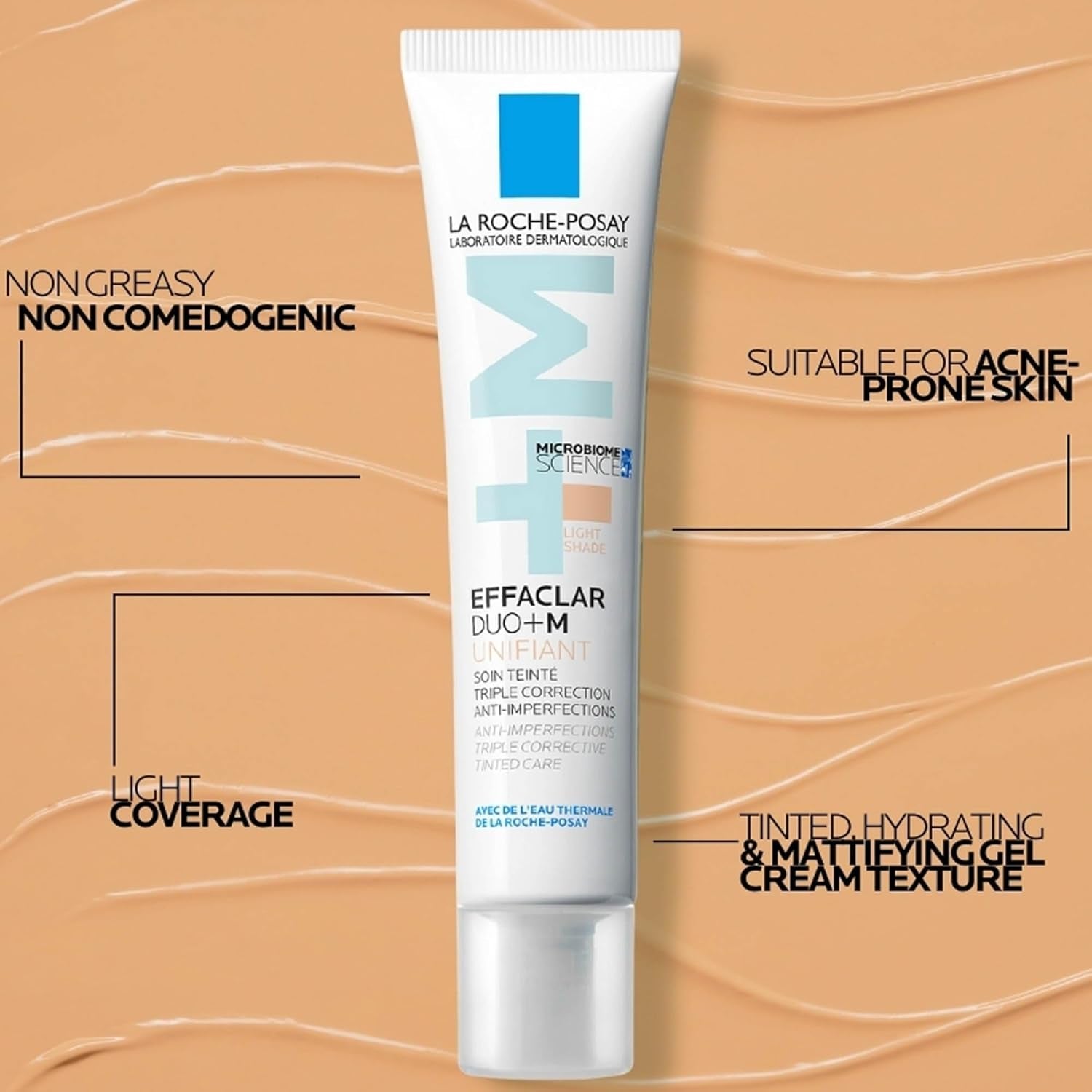 La Roche Posay Effaclar Duo+M Unifiant Hell, Getönte Gesichtspflege, Dreifach Korrigierende, Tiefenwirksame Pflege Gegen Unreinheiten Und Pickelmale, Anti-Rückfall, Für Zu Akne Neigende Haut, 40 Ml