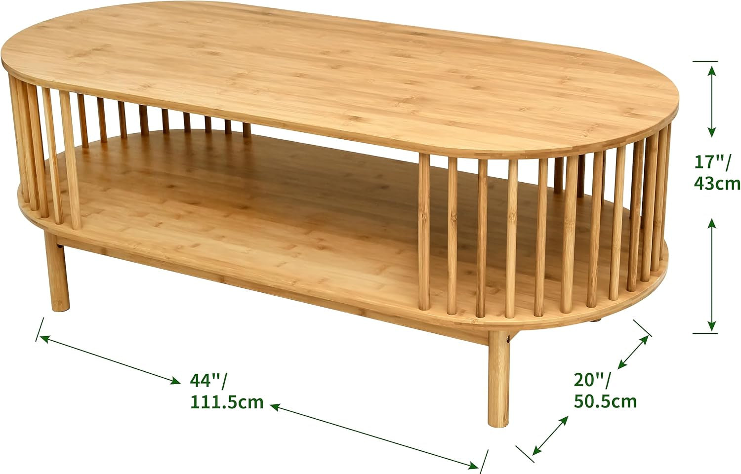Vaefae Bambus Couchtisch, Holz Couchtisch Für Wohnzimmer, Moderner Couchtische Mit Lagerung