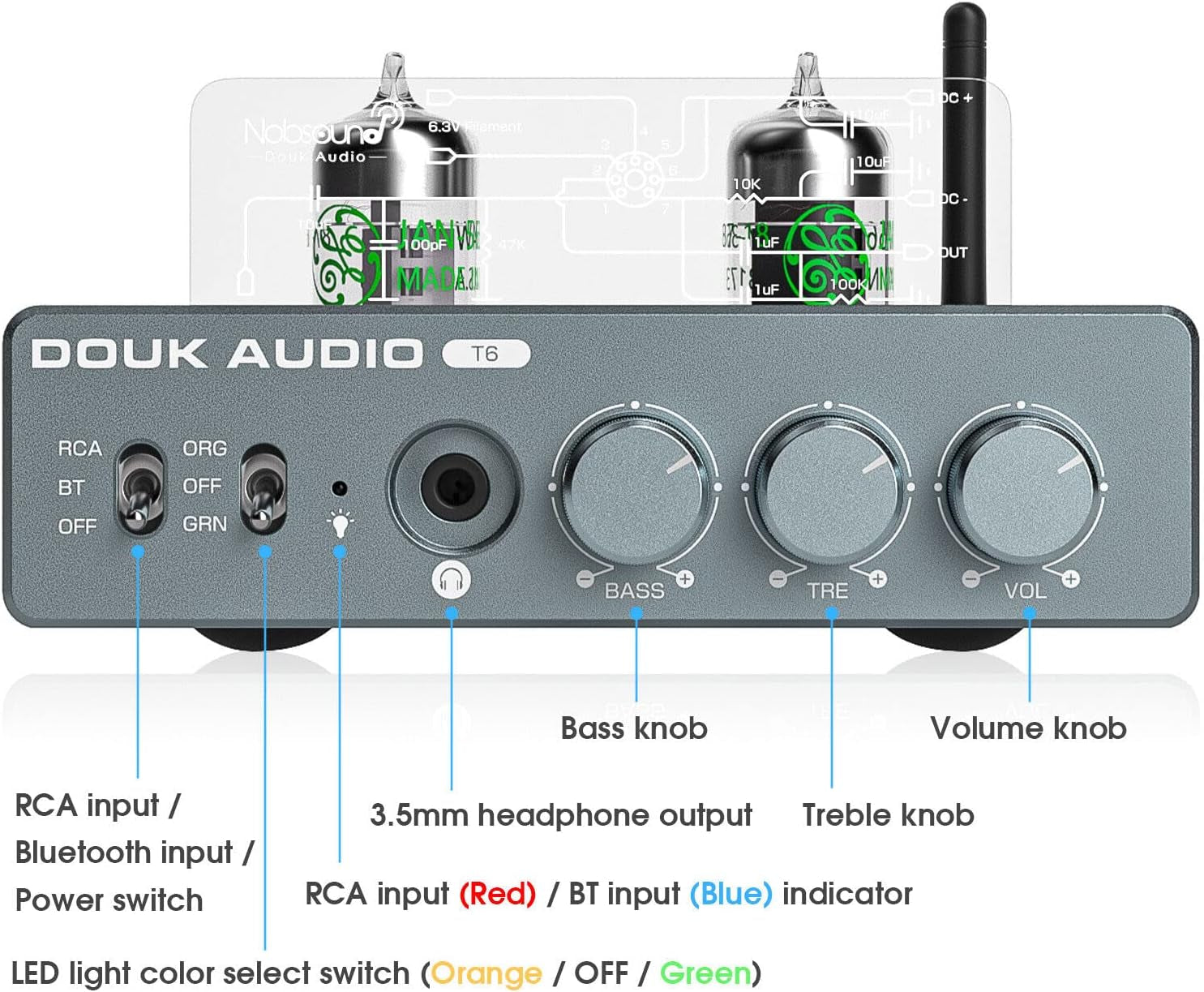 Hifi Bluetooth 5.1 Röhrenverstärker Tube Stereo Amplifier Audio Empfänger Röhren Kopfhörer Verstärker 80W×2