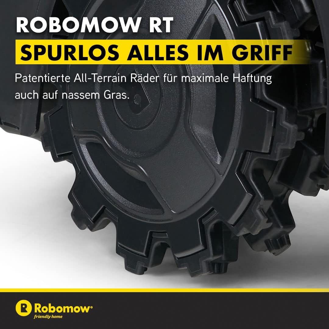ROBOMOW RT300 Robotermäher/Rasenroboter Für Flächen Bis 300 Qm | 4,3 Ah; 18Cm Schnittbreite; Einfache Installation, Selbstreinigend Und Inkl. Schwimmendem Mähdeck, Mulchreiniger