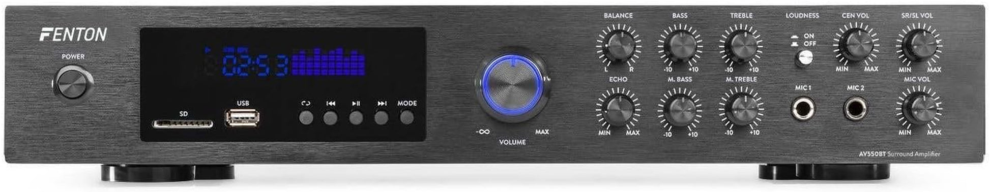 Fenton HF5B - Heimkino Musikanlage Für Audiosystem 1150 Watt - 5.0 Surround Sound System Mit Verstärker, 6-Teiliges Home Entertainment System, Soundsystem Für Fernseher - Nuss Braun