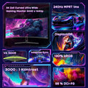 Amzfast 34 Zoll Curved Gaming Monitor, 3440X1440 UWQHD, 240Hz, 21:9 VA Panel, 1500R, 1Ms MPRT, Adaptive Sync, HDR, DCI-P3 98%, Srgb 130%, Pip/Pbp, HDMI2.1 & DP1.4, VESA 75X75Mm, AMZG34C5Q Pro