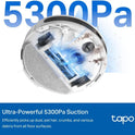 Tapo RV20 Max plus Saugroboter Mit Wischfunktion Und Automatischer Absaugstation, 5300Pa Ultra-Starke Saugkraft, 83 Mm Ultra-Schlank, Kompatibel Mit Alexa & Google Assistant Sprachsteuerung, Weiß