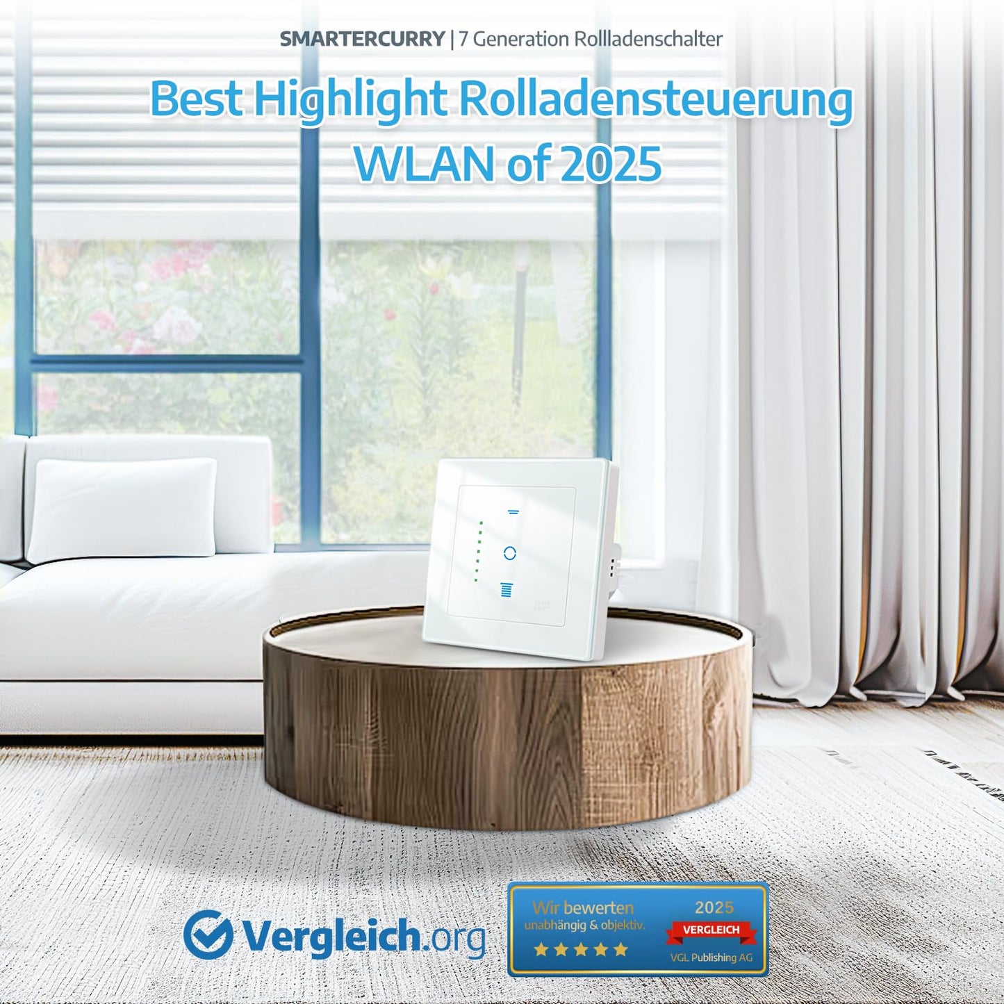 SMARTERCURRY Wlan Rolladenschalter, [7 Gen] Smart Rolladen Zeitschaltuhr, Steuerung Der Rollläden/Jalousien/Markisen, Jalousien Schalter Kompatibel Mit Echo Alexa/Google Assistant,4 Stücke | Weiß