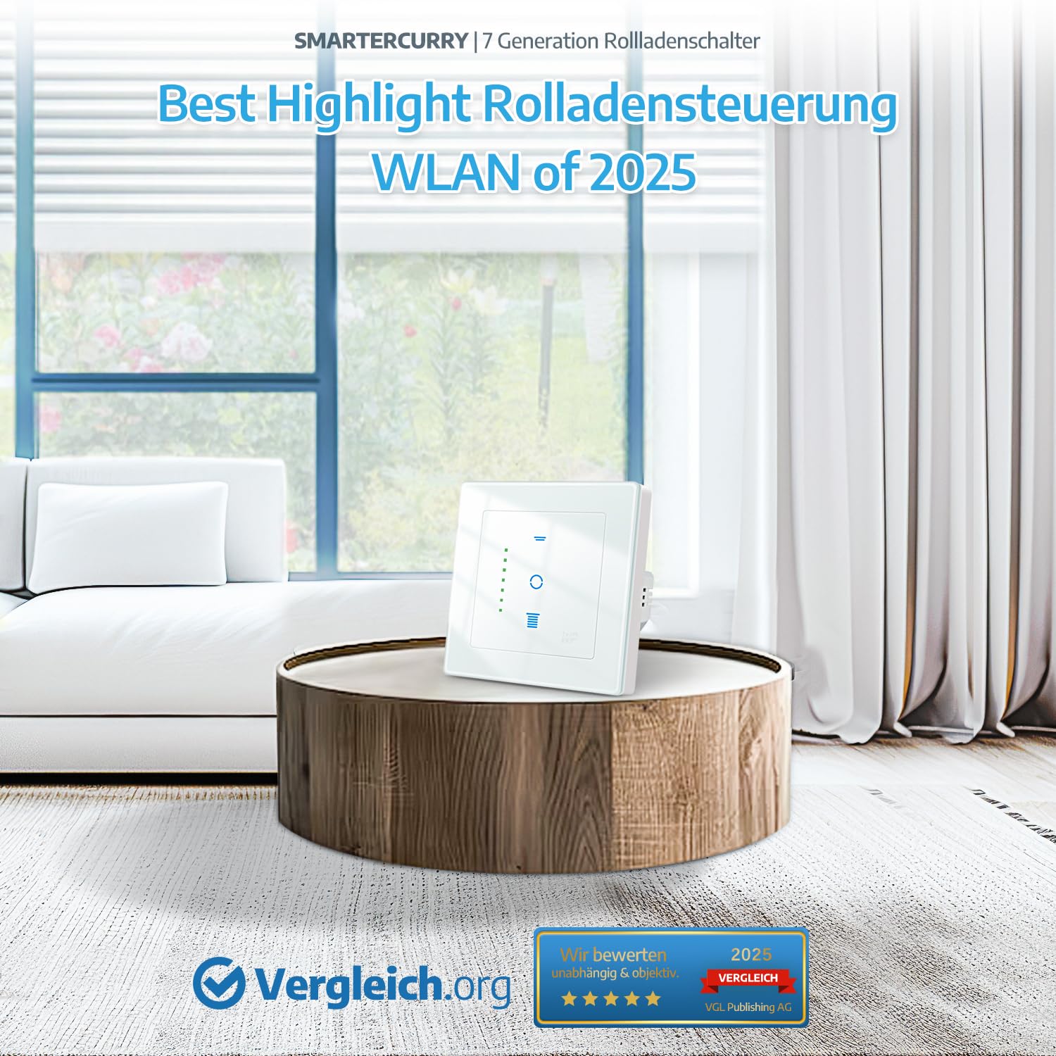 SMARTERCURRY Wlan Rolladenschalter, [7 Gen] Smart Rolladen Zeitschaltuhr, Steuerung Der Rollläden/Jalousien/Markisen, Jalousien Schalter Kompatibel Mit Echo Alexa/Google Assistant,4 Stücke | Weiß
