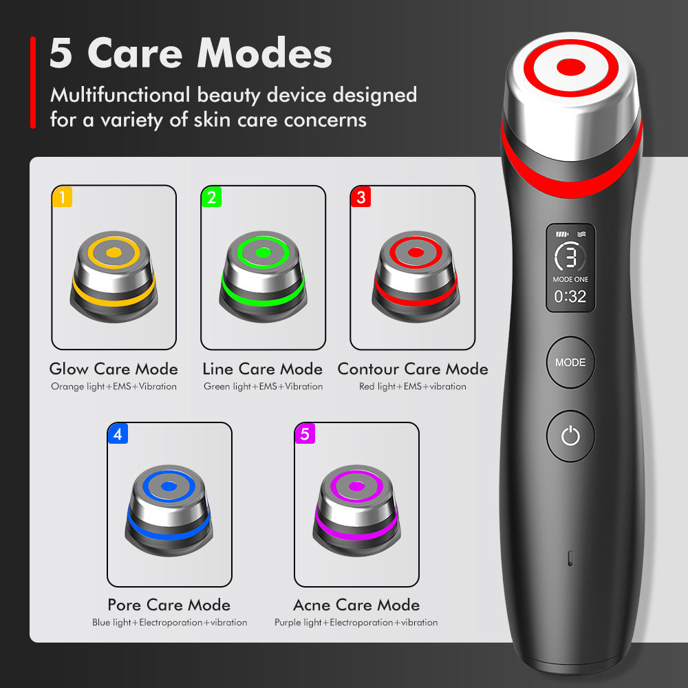 Microcurrent vibration massager red blue light water light pore beauty device