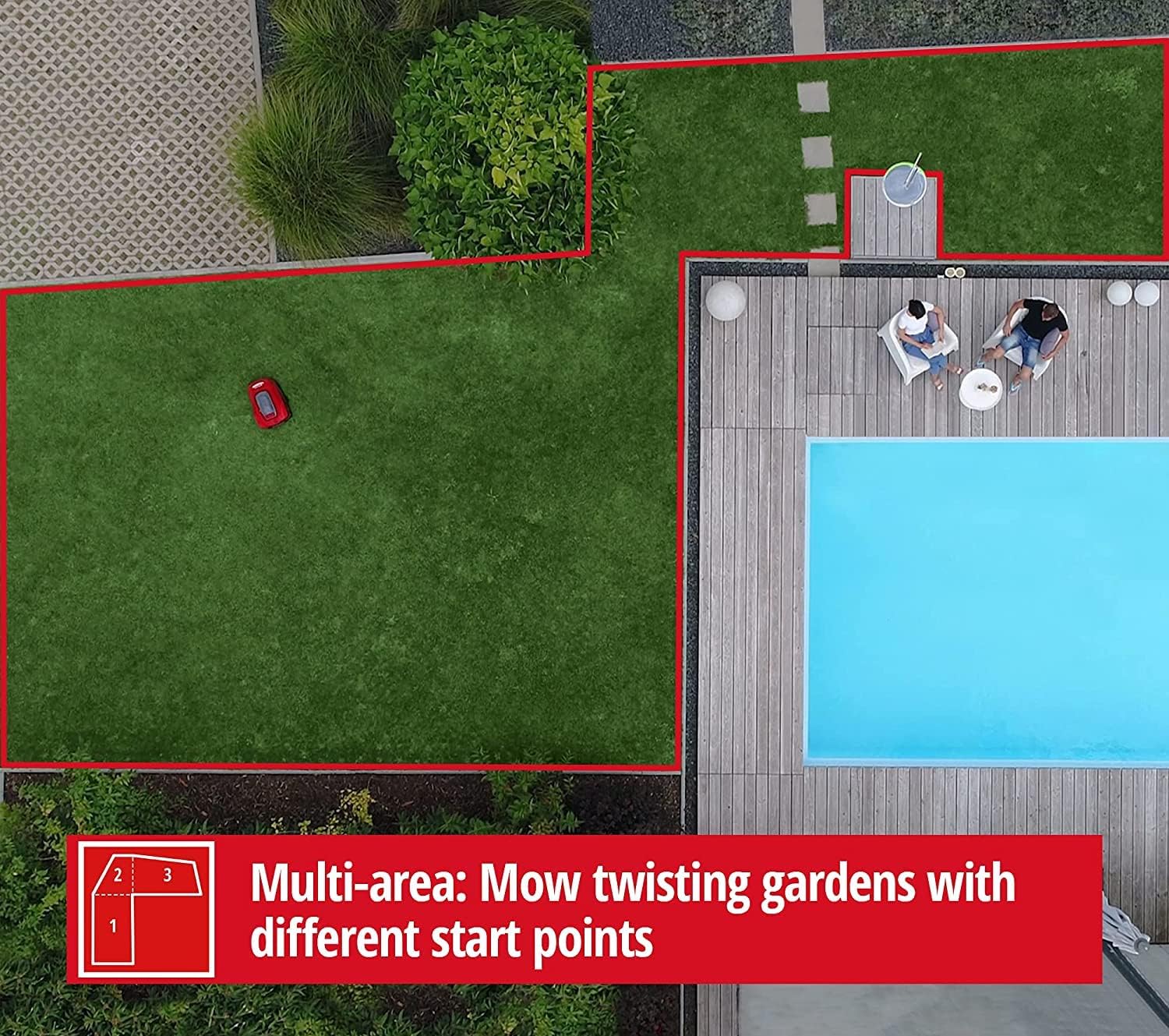 Einhell Mähroboter FREELEXO 1200 LCD BT (Für Bis Zu 1200 M², Multizonen-Mäher, Bluetooth App-Steuerung, Für Steigungen Bis 35%, Inkl. Pxc-Akku Und Installationszubehör)