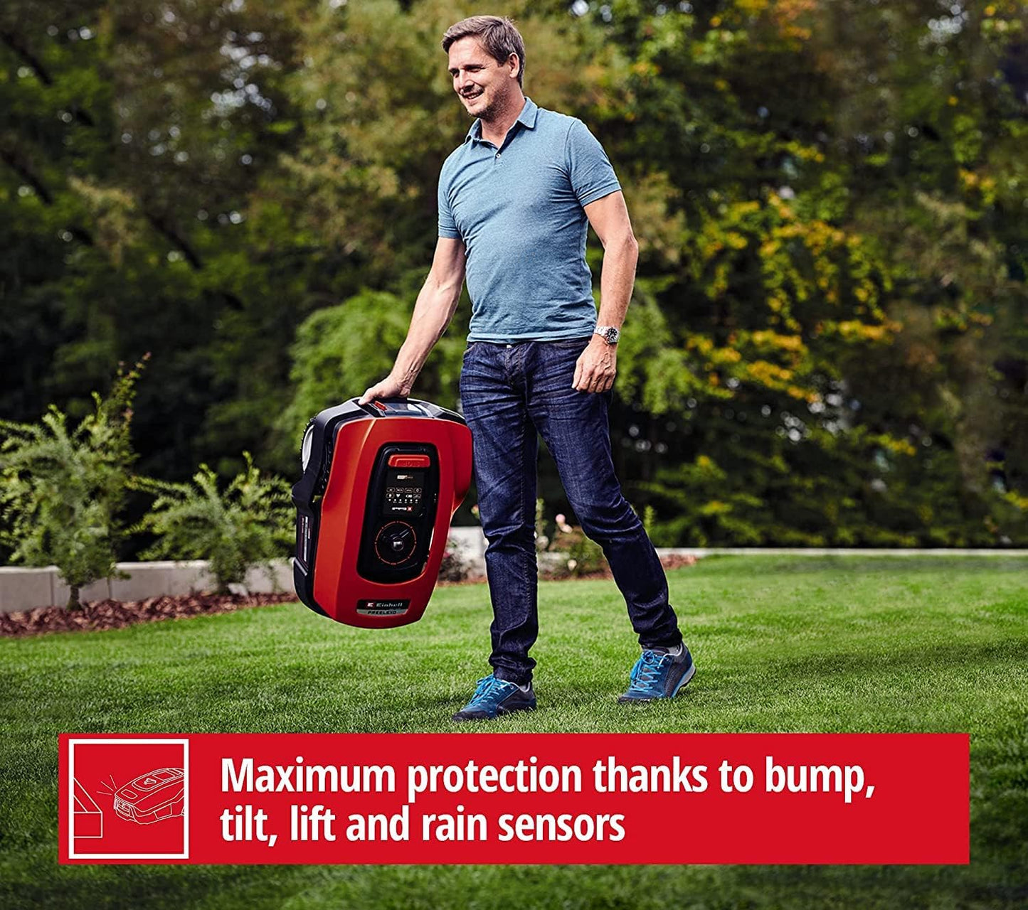 Einhell Mähroboter FREELEXO 1200 LCD BT (Für Bis Zu 1200 M², Multizonen-Mäher, Bluetooth App-Steuerung, Für Steigungen Bis 35%, Inkl. Pxc-Akku Und Installationszubehör)