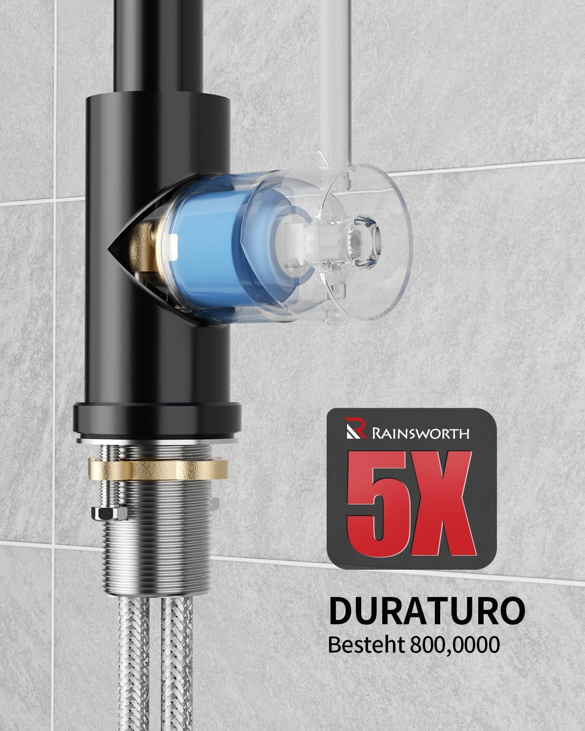 Rainsworth Wasserhahn Küche Schwarz Edelstahl - Zwei Wasserstrahlarten Hochdruck Herausziehbare Küchenarmatur Mit Brause Ausziehbar, Spültischarmatur 360° Drehung Geeignet Für Küchen