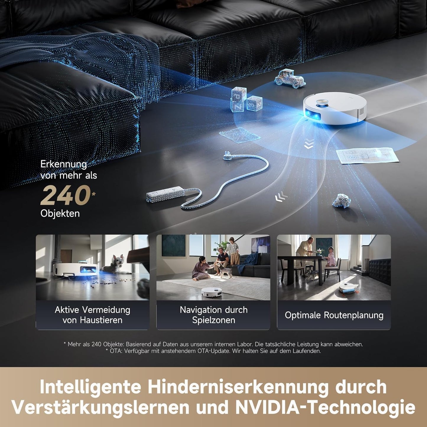 Dreame Aqua10 Ultra Roller Complete Saugroboter Mit Wischfunktion, 30.000Pa Saugkraft, 8 Cm Hindernisfreiheit, Selbstreinigung Der Rollen, Automatisches Entleeren, Intelligente Sprachsteuerung