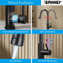 Wasserhahn Küche Schwarz, SEMANEY Hochdruck Küchenarmatur Ausziehbar, 3 Funktionen Einhebel Spültischarmatur Küche, 360° Schwenkbar Armatur Mischbatterie Küche, Edelstahl