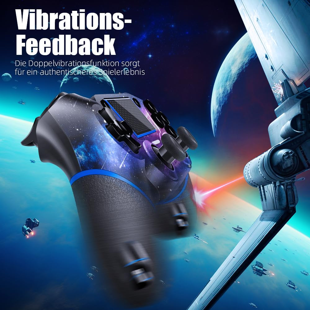 Acegamer Wireless Controller Für PS4, Game Controller Kompatibel Mit Ps4/Pro/Slim/Pc Gamepad Mit Turbo/Zurück Taste/Dual Vibration/6-Achsen Gyro Sensor/Touchpanel