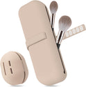 Travel Essentials Make up Tasche Silikon, 1Stk Make up Pinsel Aufbewahrung Und 1Stk Beauty Blender Case, Leicht Zu Reinigen, Weich Und Tragbar, Für Reisen (Khaki)