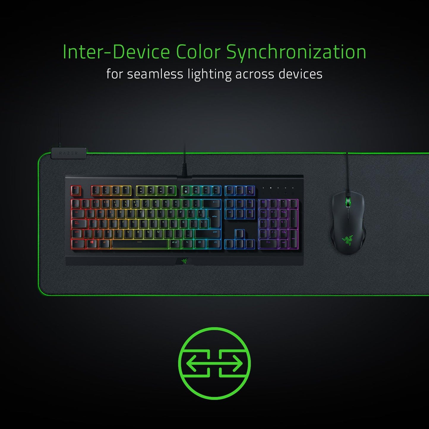 Razer Goliathus Extended Chroma - Extra Große Weiche XXL Gaming Maus-Matte Mit RGB Beleuchtung (Kabelhalterung, Stoff-Oberfläche, Gesteppter Rand, Optimiert Für Alle Mäuse) Schwarz