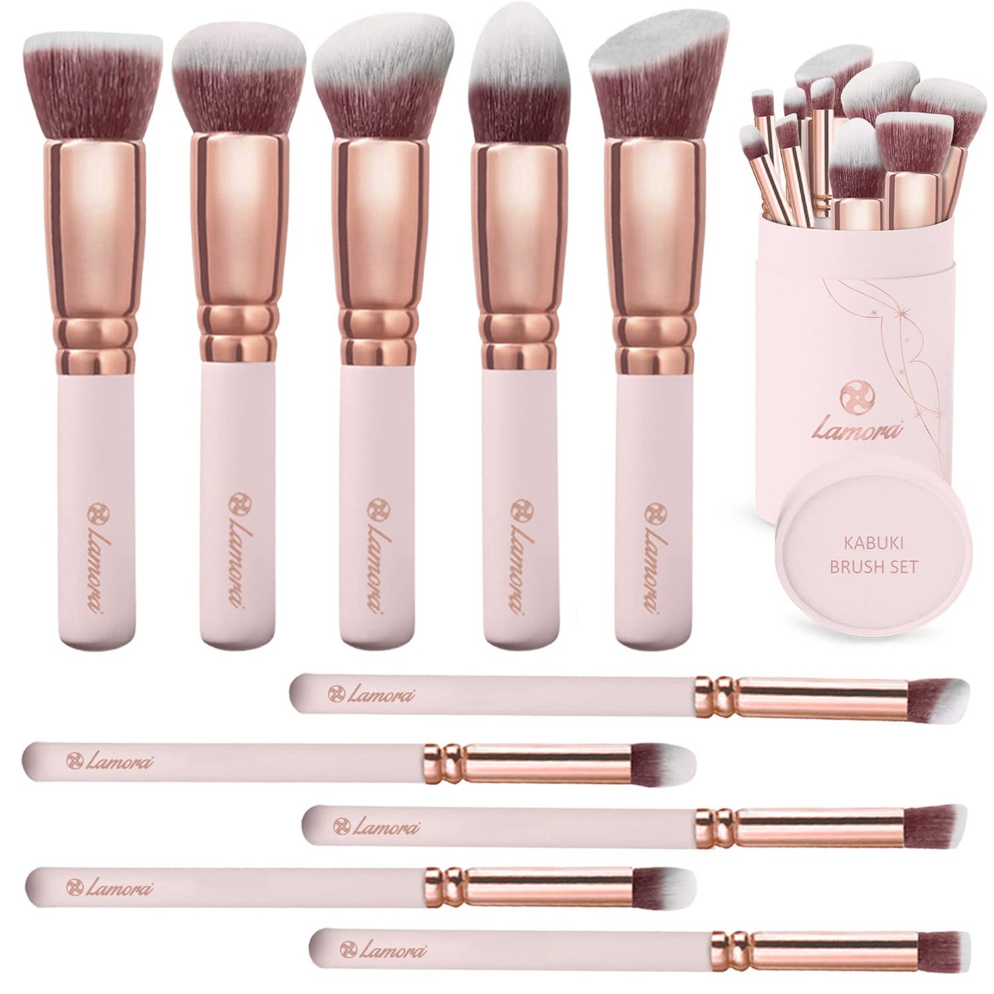 Make-Up Pinselset Kosmetik Kabuki - 10 Teiliges Premium Schminkpinsel Set (Puderpinsel Foundation Pinsel Inkl.) - Ideal Für Puder, Cremige Oder Flüssige Foundation - Super Geschenkidee