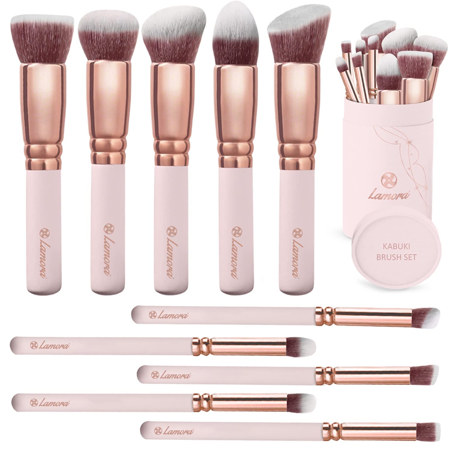 Make-Up Pinselset Kosmetik Kabuki - 10 Teiliges Premium Schminkpinsel Set (Puderpinsel Foundation Pinsel Inkl.) - Ideal Für Puder, Cremige Oder Flüssige Foundation - Super Geschenkidee