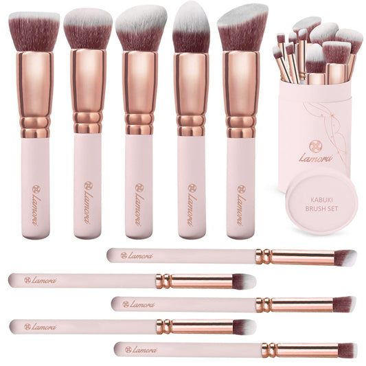 Make-Up Pinselset Kosmetik Kabuki - 10 Teiliges Premium Schminkpinsel Set (Puderpinsel Foundation Pinsel Inkl.) - Ideal Für Puder, Cremige Oder Flüssige Foundation - Super Geschenkidee