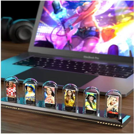RGB Digital Tube Clock LED Glow IPS Color Screen DIY Analog Digital Tube Night Light Game Desktop Home Decoration