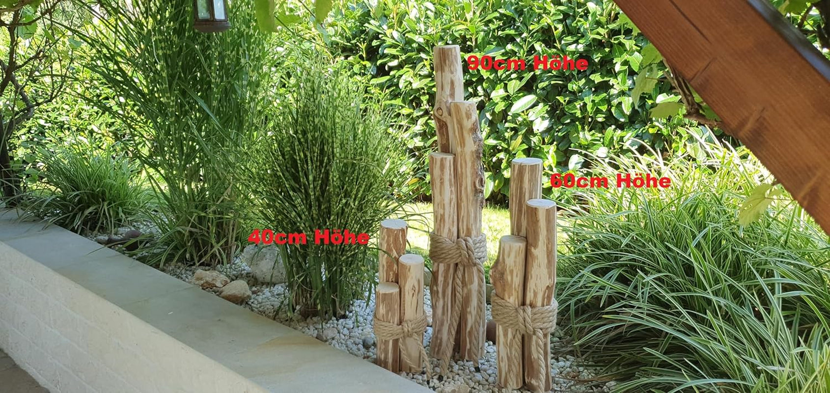 Nature LOUNGE Maritime Windlichtsäulen Aus Haselnuss - Naturholz Dekoration Haus Und Garten (60 Cm)