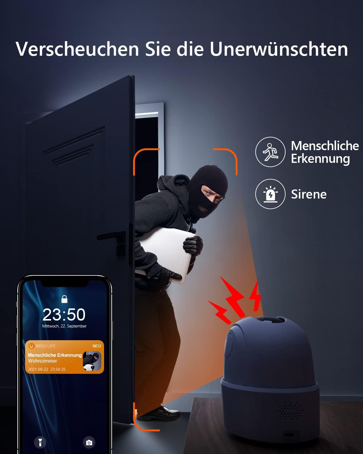 Imou 2K Überwachungskamera Innen WLAN Kamera Überwachung Innen 360° Für Hausstier Babyphone Mit Ki-Personenerkennung, Automatische Verfolgung, Nachtsicht, Zwei-Wege-Audio,Sirene,Funktioniert Mit Alexa