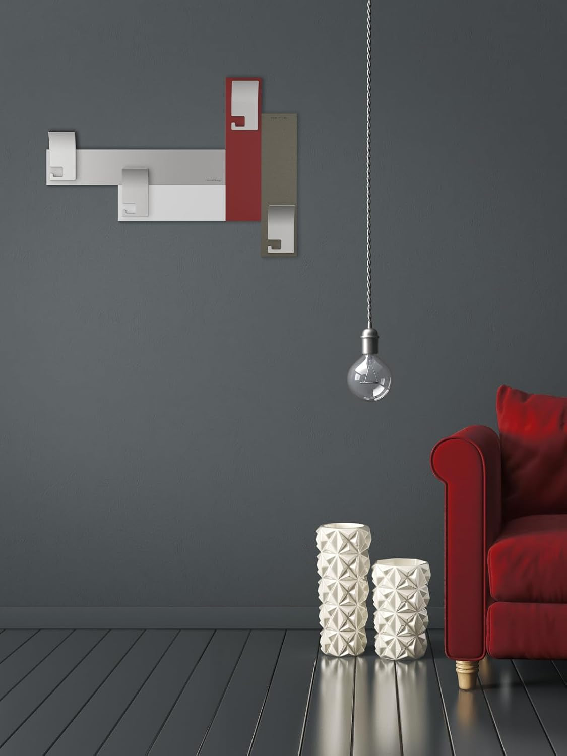 Calleadesign - Design Haken 80 Grau Wurzelholz - Stripes-Sammlung