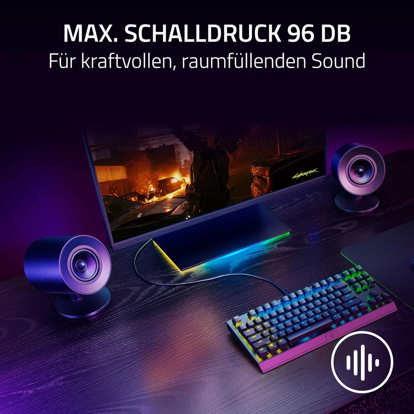 Razer Nommo V2 X - Full-Range-2.0-Gaming-Lautsprecher Für PC (Zwei 3-Zoll-Full-Range-Treiber, THX Spatial Audio, Max. Schalldruck 96 Db, Plattformübergreifende Kompatibilität) Schwarz