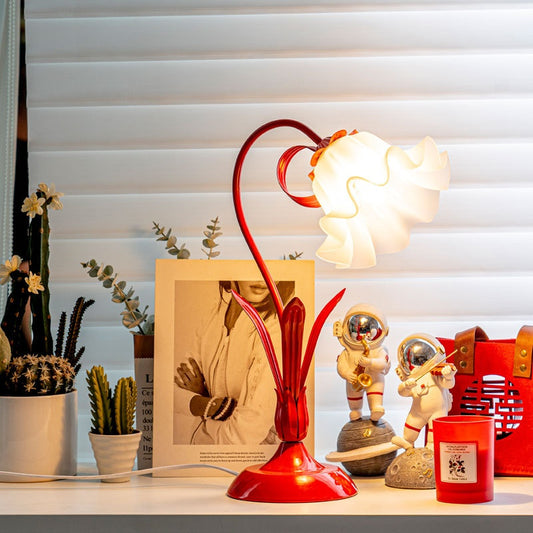 Vintage Bedside Lamp, Ambient Lighting, Bedroom INS Style, American Rustic Countryside Retro Floral Decor Night Light