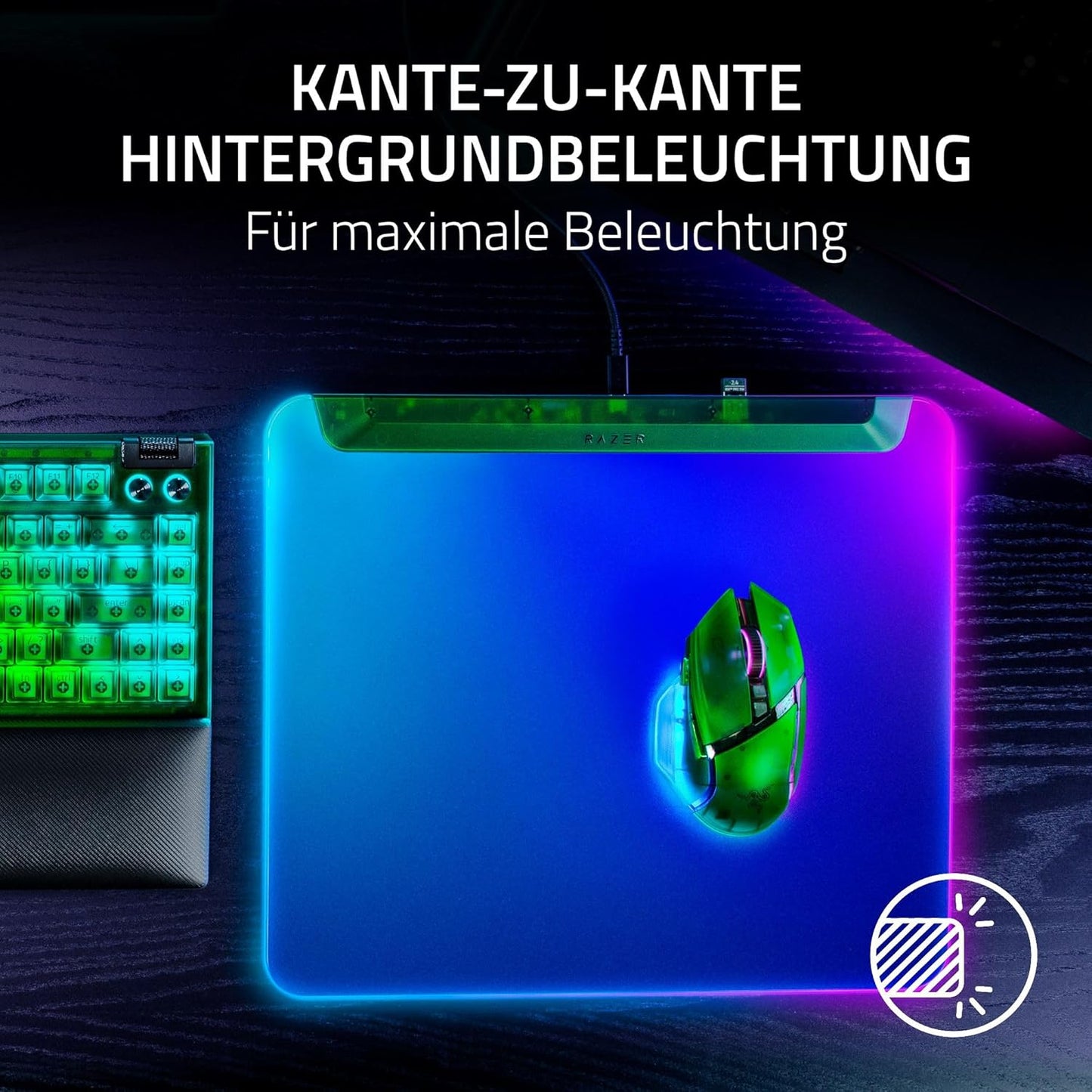 Razer Firefly V2 Pro Phantom Green Edition - Voll Beleuchtete Gaming-Mausmatte Mit Chroma RGB (USB 2.0-Hub, Mikrotexturierte Oberfläche, Rutschfeste Unterlage) Phantom Green