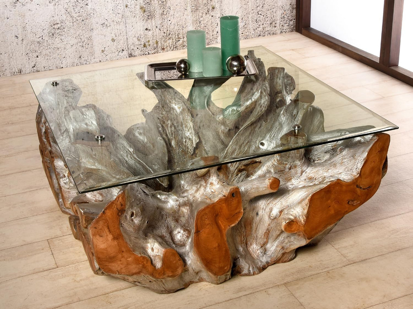 Sofatisch 100X100 Cm Aus Wurzelholz Couchtisch Wohnzimmertisch Holz Schwemmholz Recycling