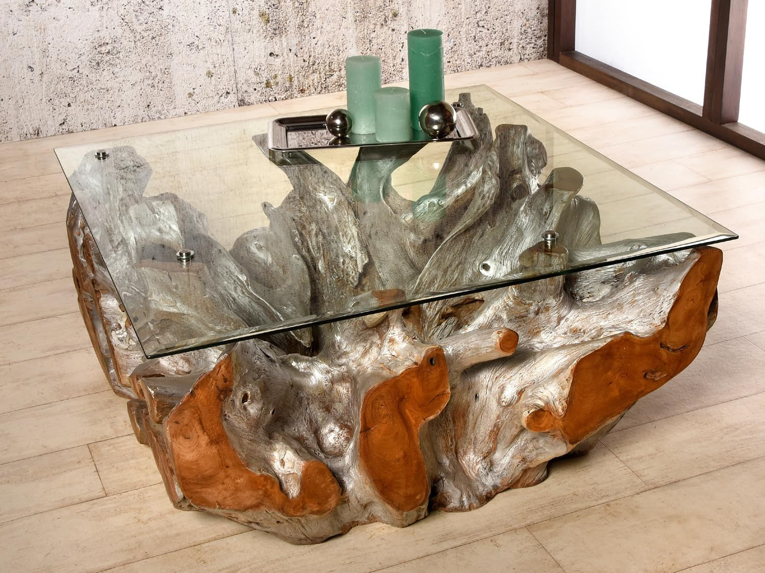 Sofatisch 100X100 Cm Aus Wurzelholz Couchtisch Wohnzimmertisch Holz Schwemmholz Recycling