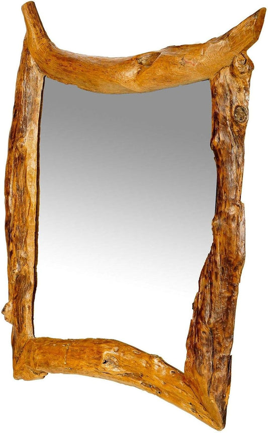 Windalf Natur Wandspiegel ISILDUR 98 Cm Vintage Holzspiegel Bohemia Landhaus-Design Handarbeit Aus Wurzelholz