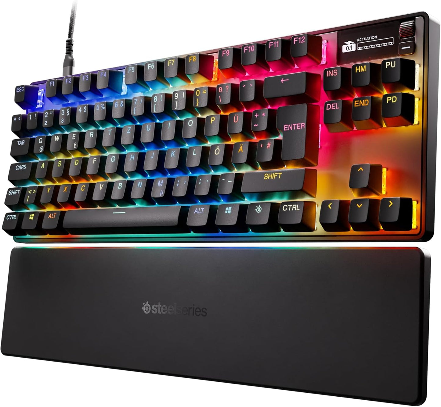 Steelseries Apex Pro TKL Gen 3 - Gaming Keyboard - Hall Effect Switches; Omnipoint 3.0 - Adjustable Actuation - Game-Ready Presets - Rapid Trigger, Protection Mode, Rapid Tap/Socd - German QWERTZ