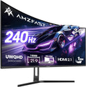 Amzfast 34 Zoll Curved Gaming Monitor, 3440X1440 UWQHD, 240Hz, 21:9 VA Panel, 1500R, 1Ms MPRT, Adaptive Sync, HDR, DCI-P3 98%, Srgb 130%, Pip/Pbp, HDMI2.1 & DP1.4, VESA 75X75Mm, AMZG34C5Q Pro