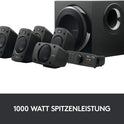 Logitech Z906 5.1 Sound System, Lautsprecher Mit 1000 Watt Surround Sound, THX, Mehrere Audio-Eingänge, Fernbedienung, EU Stecker, Pc/Ps4/Xbox/Stereo-Anlage/Tv/Smartphone/Tablet - Schwarz