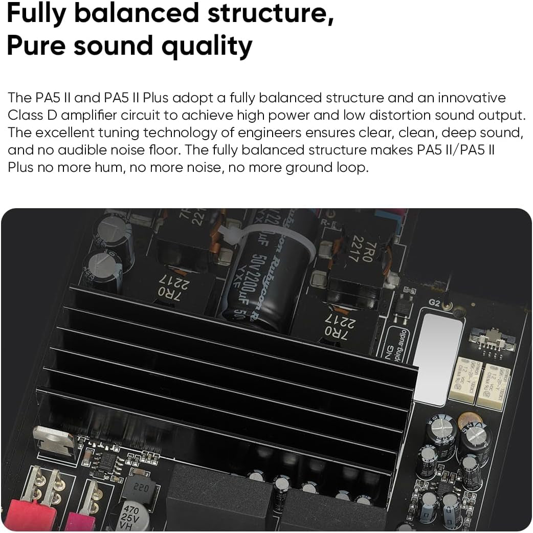 Topping PA5 II Hifi-Leistungsverstärker 100W X 100W Full Balanced Amplifiers TRS/RCA Input Desktop Home Audio Class D Amp (Schwarz)