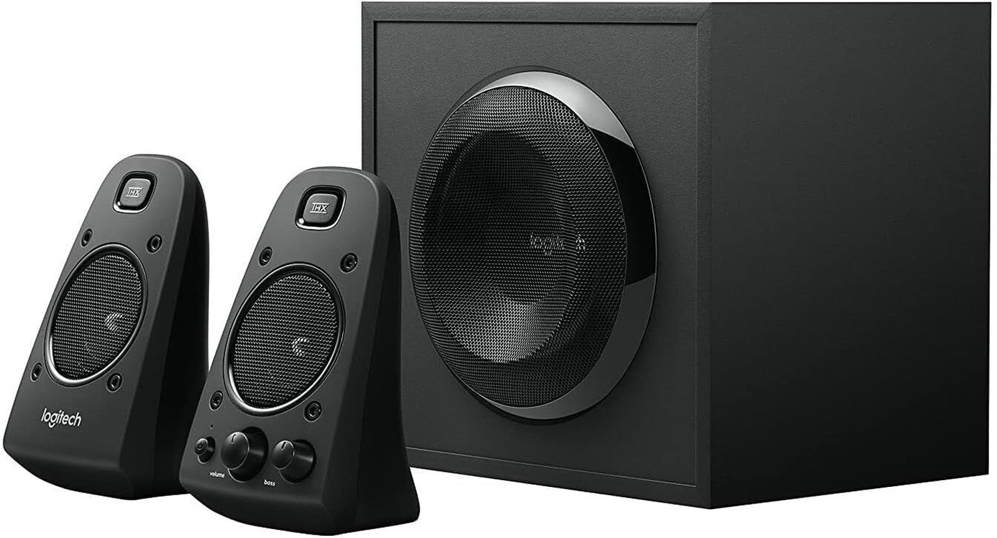 Logitech 980-000403 Lautsprechersystem Mit Subwoofer, THX Audio Zertifiziert, 400 Watt Spitzenleistung, Starke Bässe, Multi-Geräte PC / PS4 / Xbox / TV / Handy / Tablet, Schwarz, 3,5 Mm Eingänge